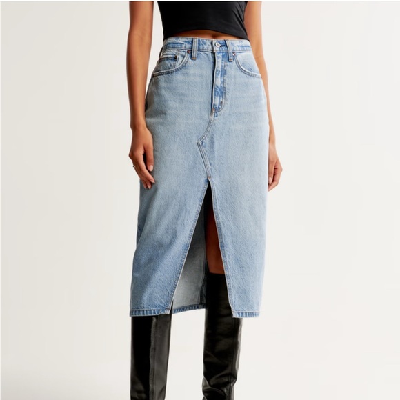 Abercrombie Denim Midi Skirt - 27 - Picture 3 of 5